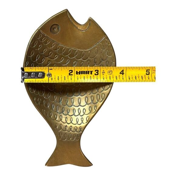 Vtg Brass Fish Shape Dish Trinket Tray Ashtray Made In Israel Mid Century Modern - Picture 5 of 5